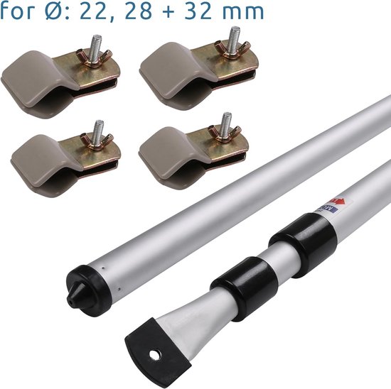 Set van 2 Telescopische Stormstangen voor Voortent - Verstelbaar 108-260 cm Aluminium — afbeelding 2