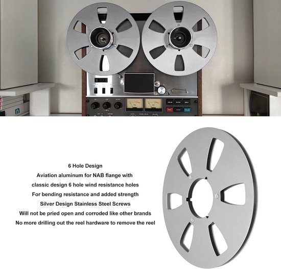 10 Inch Lege Tape Spoel voor Reel-to-Reel Spelers, 6 Gaten Aluminium Opnameband Spoel — afbeelding 2
