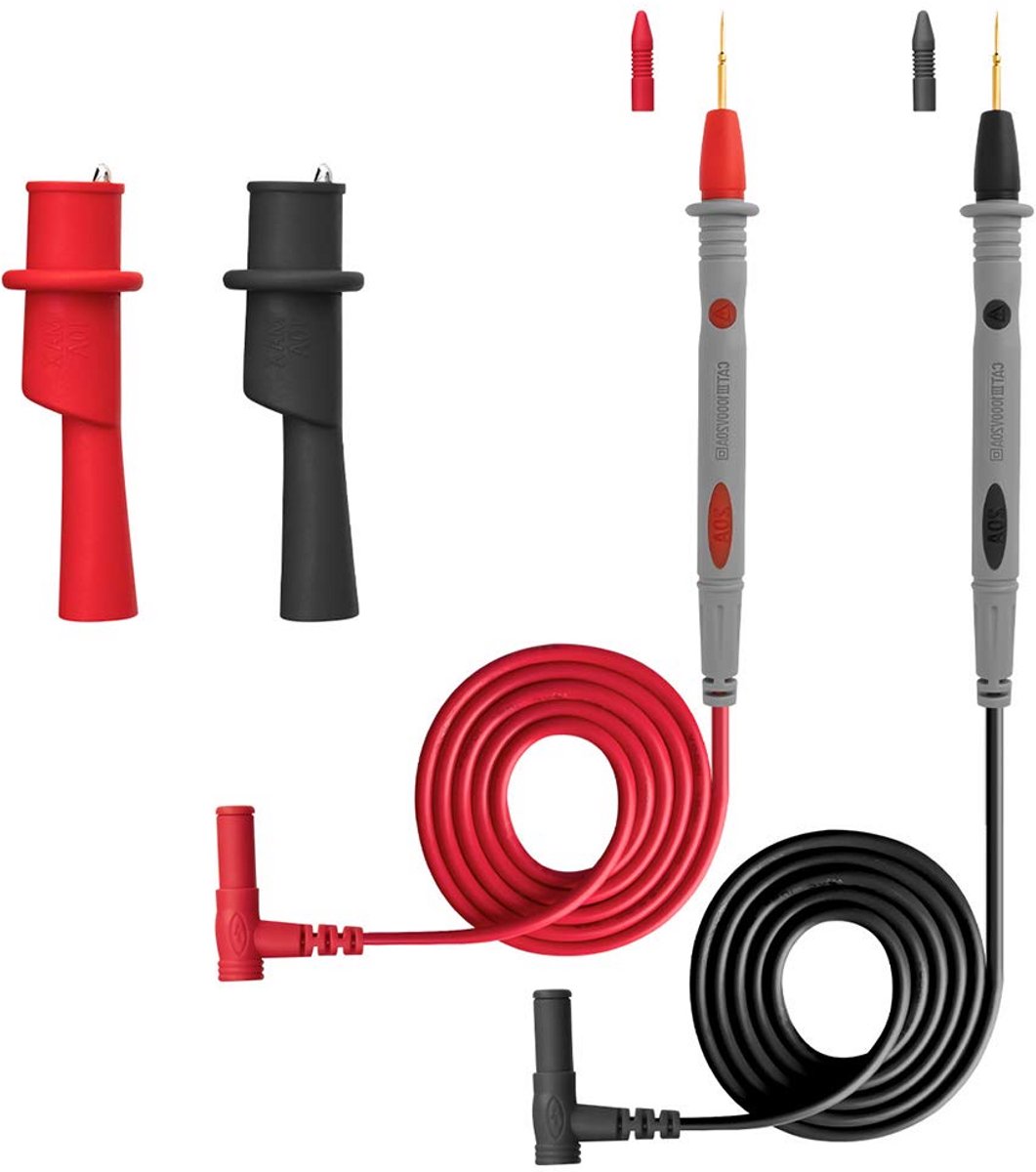 Multimeter Testkabels Set met Krokodillenklemmen en Dunne Naaldpunten 1000V 20A
