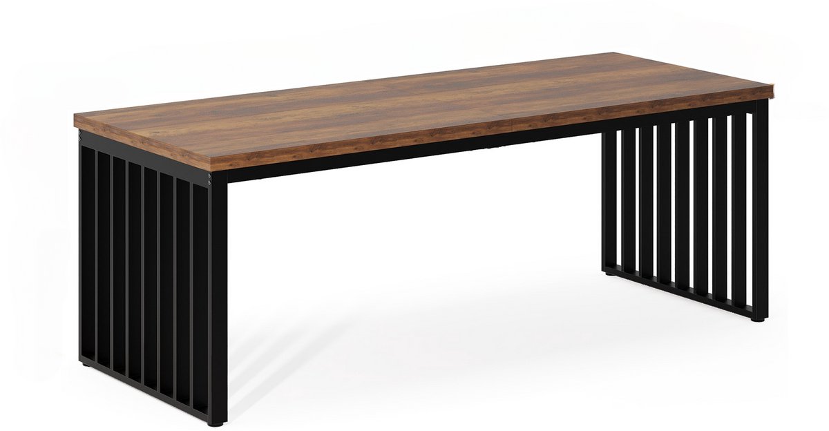 DMG Supply Eettafel - 180 cm - 6 Personen - Keukentafel - Industrieel - Bruin en Zwart - MDF en Metaal