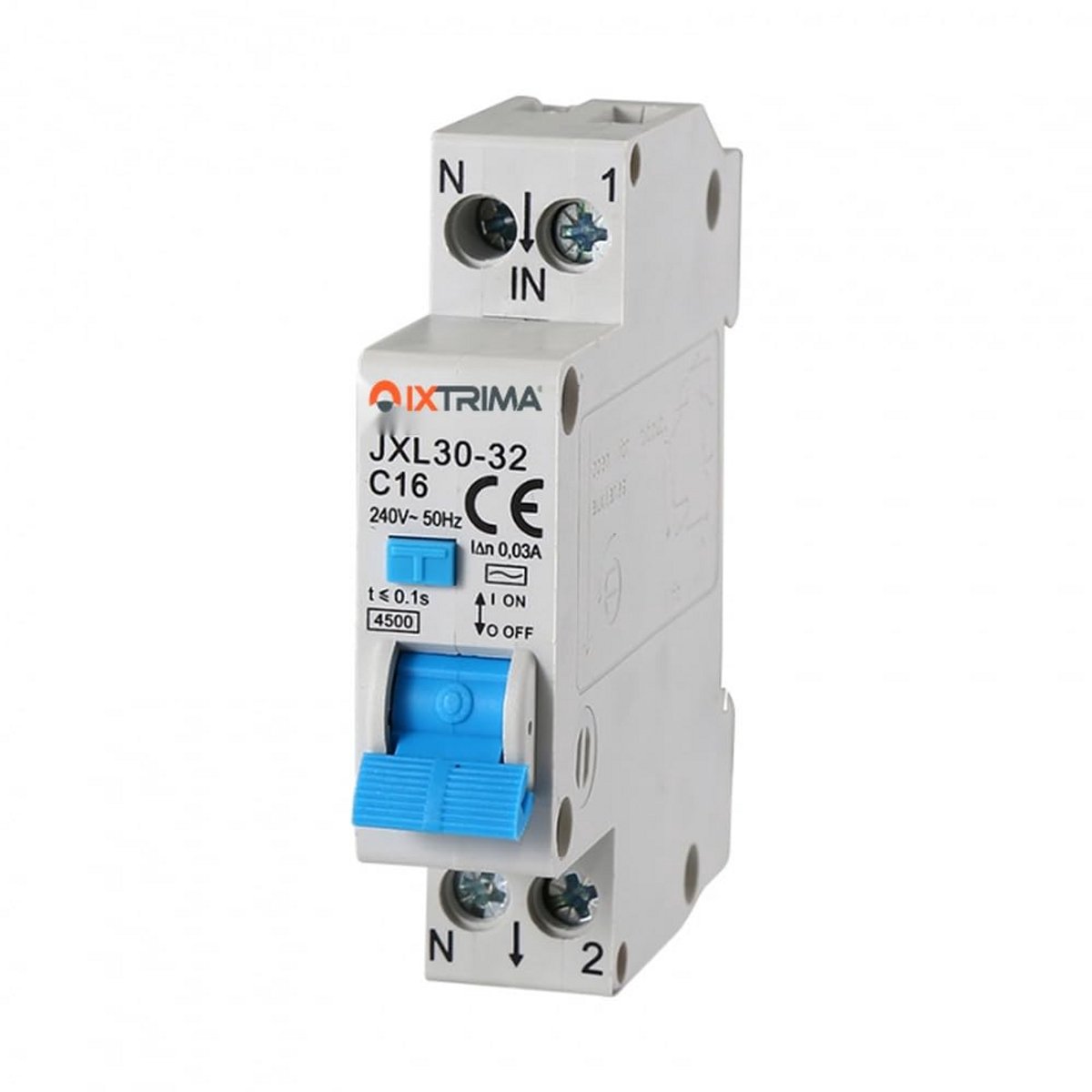 RCBO 1P+N 16A 30mA - Differentiaalautomaat met Overstroombeveiliging