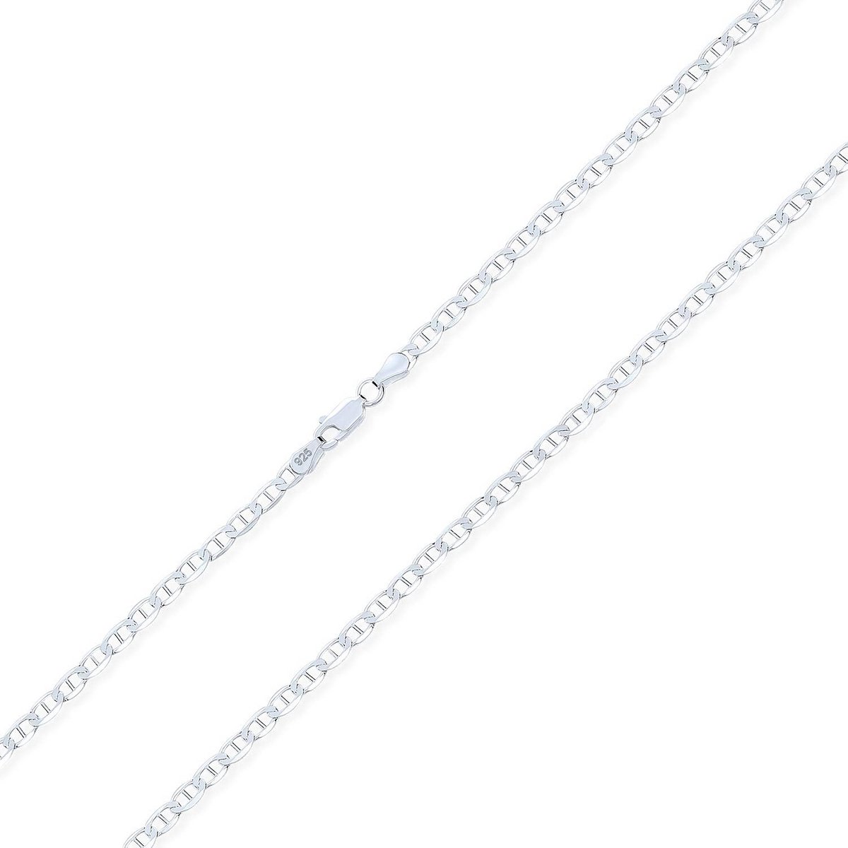 Massieve Sterling Zilveren Herren Halsketting - Focus op Marina Anker Schakels - 925 Zilver, Gemaakt in Italië