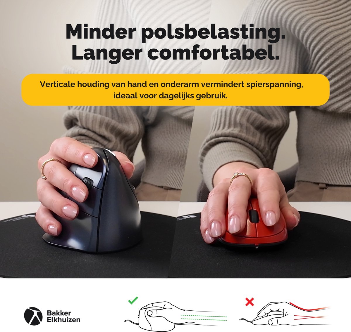 Evoluent Verticale Muis 4 – Bedraad - USB – Rechtshandig – Medium/Large – Originele Verticale Muis ter Wereld – Ergonomisch Gevormd voor Comfort – Vermindert Polsbelasting & Carpaal Tunnel – 4 DPI Standen – 6 Instelbare Knoppen (Windows) thumbnail 4