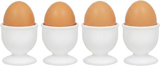 Set van 4 keramische eierdopjes en eierhouders voor thuis en in de