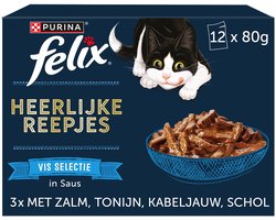 Felix Heerlijke Reepjes - Kattenvoer Natvoer - Vis Selectie - 48 x 80 g