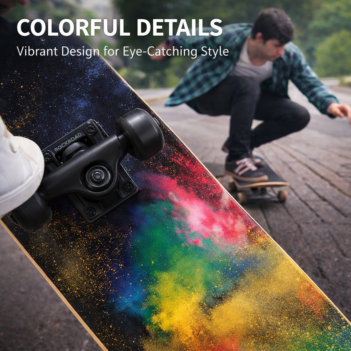 Suotu Skateboard - 80x20cm - ABEC-9 - 95A - schokabsorptie - Jongens - Meisjes - Volwassenen Skateboards — afbeelding 8