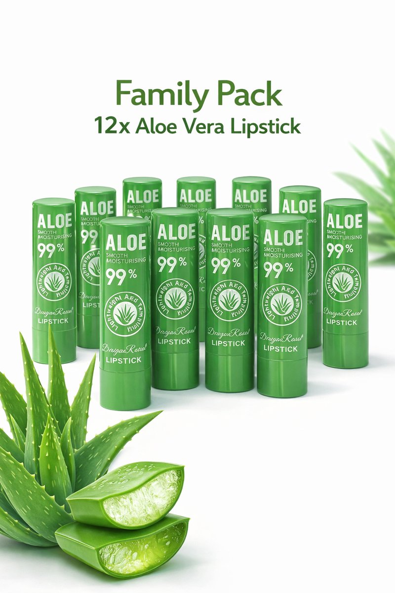 Aloe Vera Lipbalm 12 Stuks – 99% Natuurlijke Hydraterende Kleurveranderende Lippenbalsem – Verzorgend & Verzachtend – Family Pack