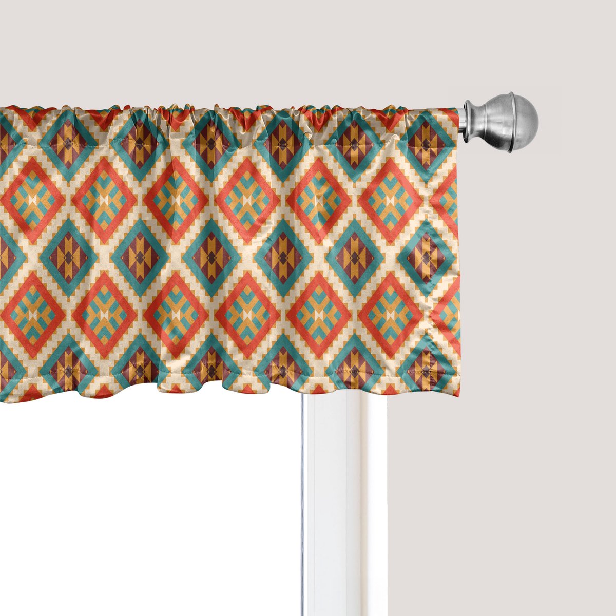 ABAKUHAUS Mexicaans raamvalletje, gordijnvalletje voor keuken en slaapkamer met tunnelzoom, 137 cm x 30 cm, veelkleurig
