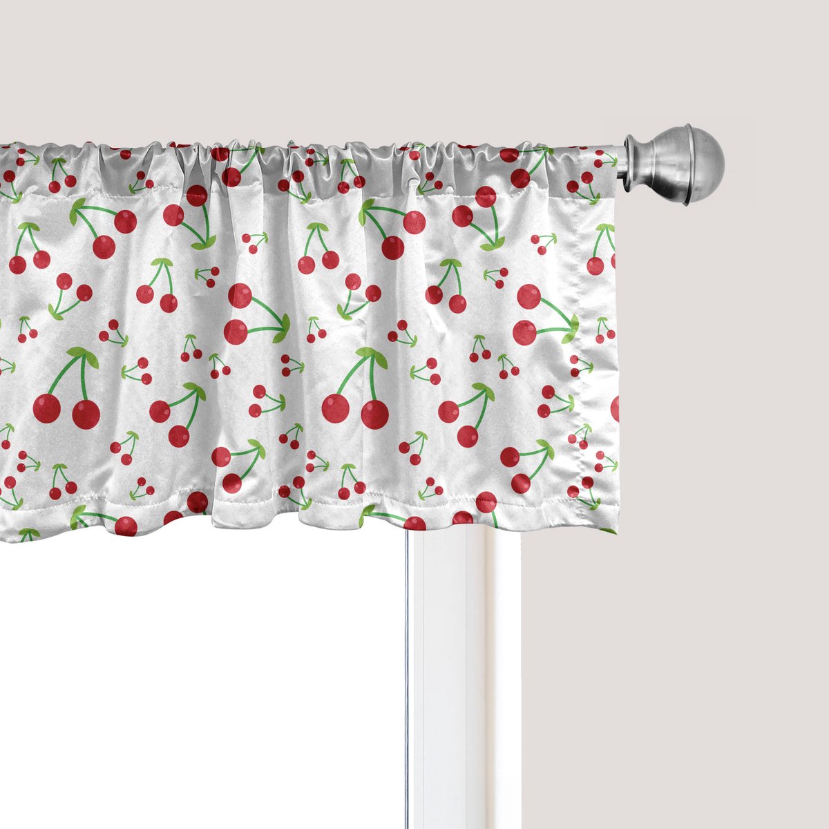 ABAKUHAUS Kersenkleurige Raamvalletje, Gordijnvalletje voor Keuken en Slaapkamer met Tunnelzoom, 137 cm x 45 cm, Vermiljoen Limegroen