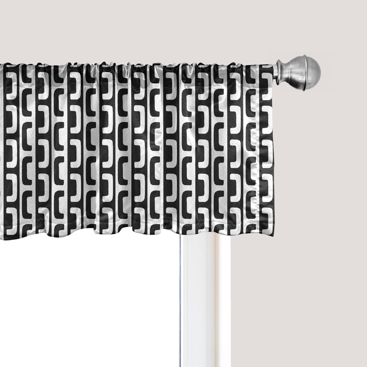 ABAKUHAUS Abstracte raamvalance, gordijnvalance voor keuken- en slaapkamerdecoratie met tunnelzoom, 137 cm x 45 cm, antracietgrijs en wit