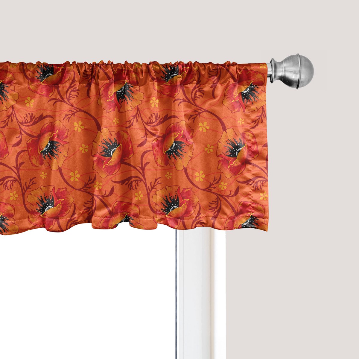 ABAKUHAUS Oranje Raamvalletje, Gordijnvalletje voor Keuken en Slaapkamer met Tunnelzoom, 137 cm x 30 cm, Verbrand Oranje Geel