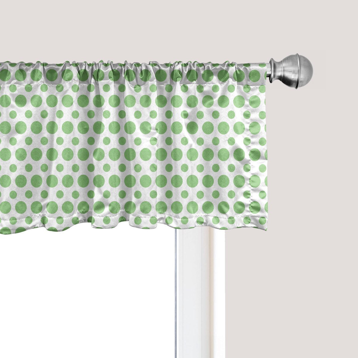 ABAKUHAUS Groene raamvalletje, gordijnvalletje voor keuken en slaapkamer met tunnelzoom, 137 cm x 30 cm, varen groen en wit