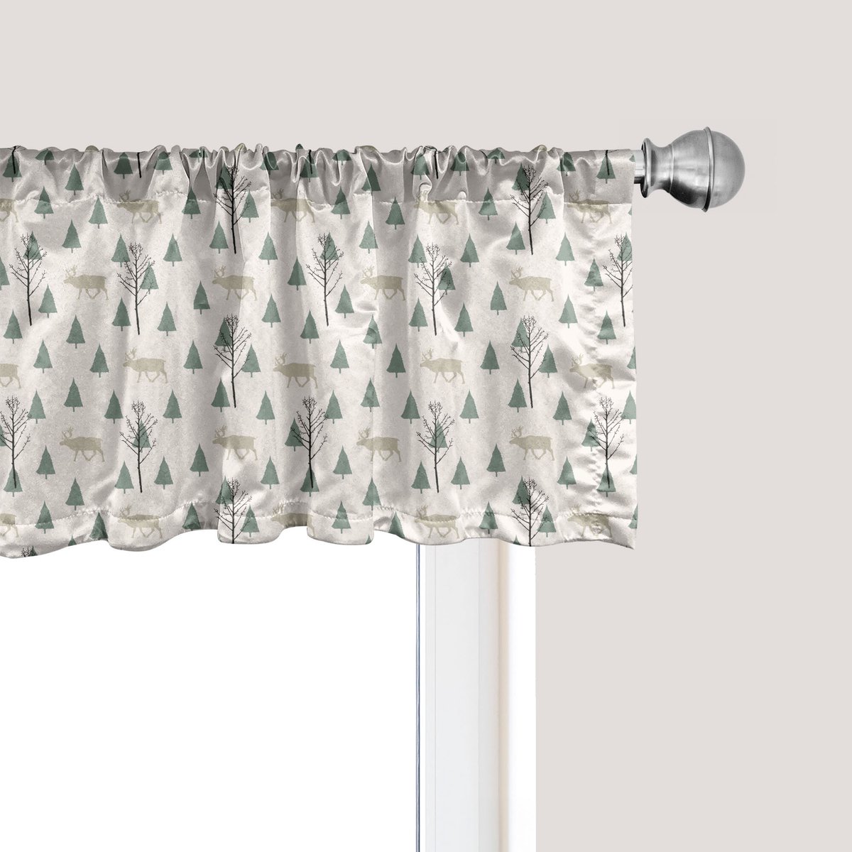 ABAKUHAUS Bosraamvalletje, gordijnvalletje voor keuken en slaapkamer met tunnelzoom, 137 cm x 30 cm, gebroken wit licht Reseda groen