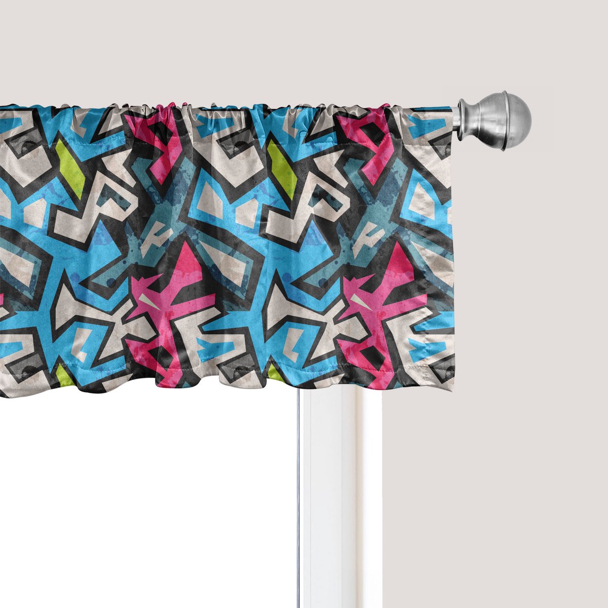 ABAKUHAUS Grunge Raamvalletje, Gordijnvalletje voor Keuken en Slaapkamer met Tunnelzoom, 137 cm x 30 cm, Multicolor