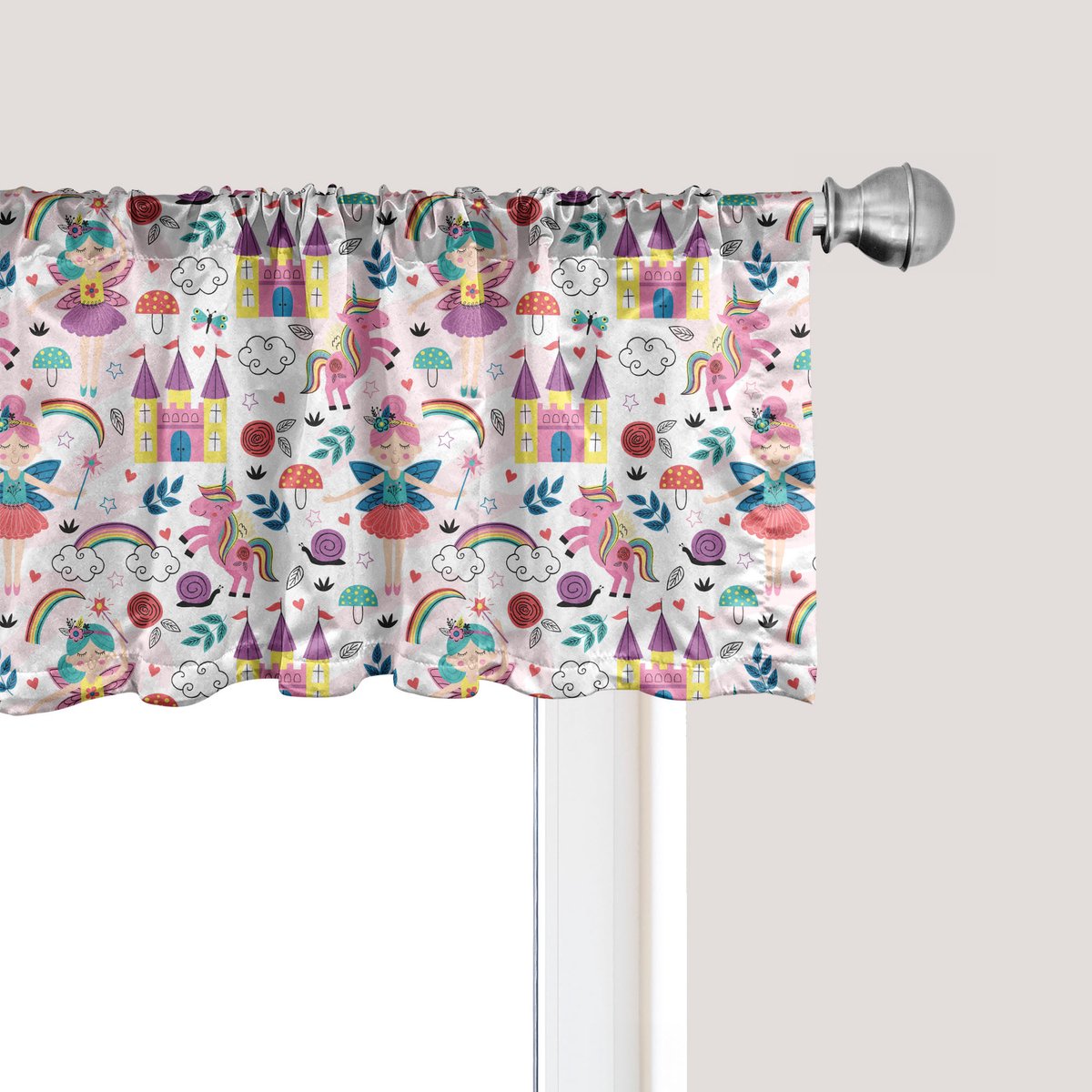 ABAKUHAUS Kleuterraamvalletje, gordijnvalletje voor keuken en slaapkamer met tunnelzoom, 137 cm x 45 cm, meerkleurig
