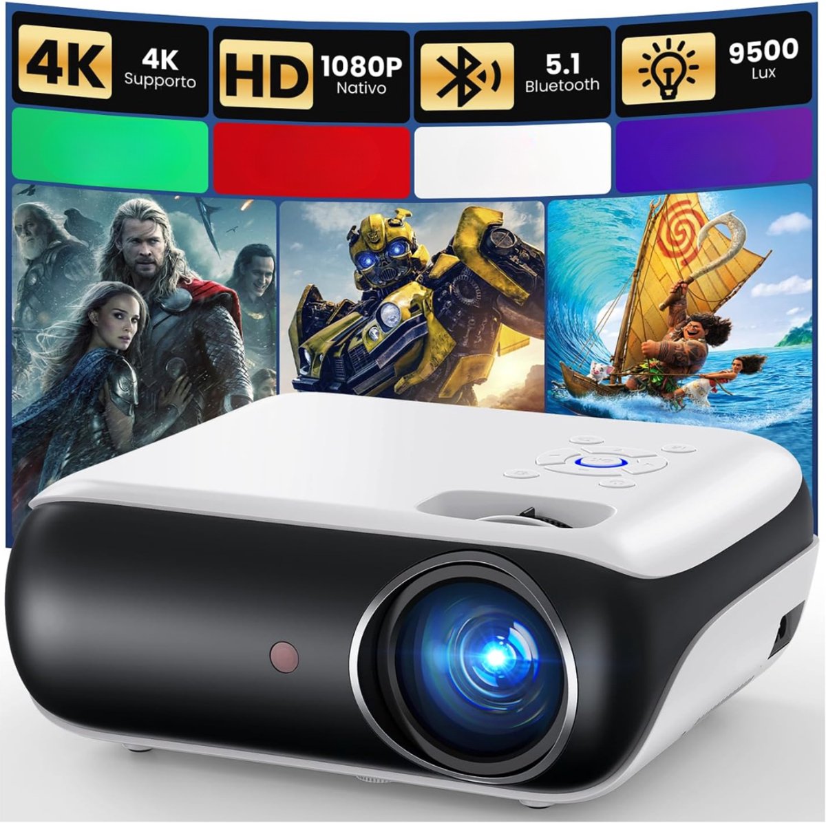 Nexvo® Mini beamers - Projector - Mini beamer - Wit/Black -‎ 21cm x 10cm x 10cm
