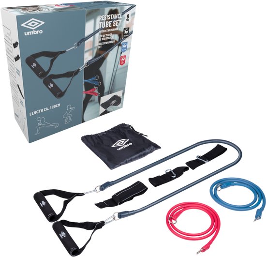 Umbro Weerstandsbandenset - Complete Set - 3 Niveaus - met Handvatten en Deuranker - 120 cm