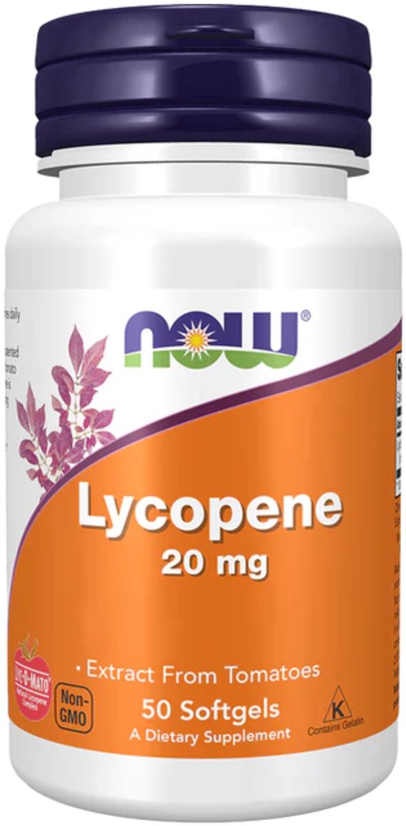 NOW Foods – Lycopene – Voedingssupplement – 20 mg – Tomatenextract – Non-GMO – 50 Softgels