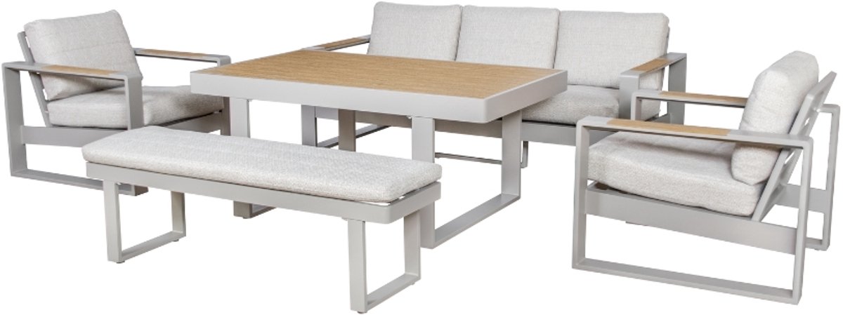 Maison Loungeset - Tuinset - 5 Delig - 8 Zitplaatsen - Aluminium Frame - Taupe
