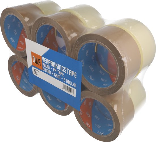 DULA Ruban d' Ruban d'emballage Marron 6 rouleaux 50 mm x 60 m