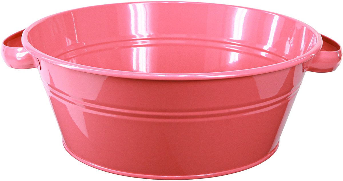 Roze metalen bloemenkom met handvatten, rond, Ø33,5 cm