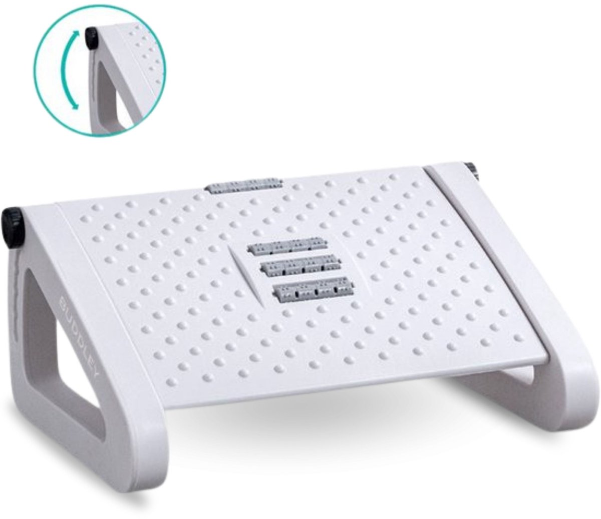 BUDDLEY Voetensteun Bureau - Verstelbaar - Voetenbankje Bureau Ergonomisch - Voetenbankjes Verstelbaar - Voetsteun Kantoor - Ergonomische Voetenbank Office - Wit van BUDDLEY