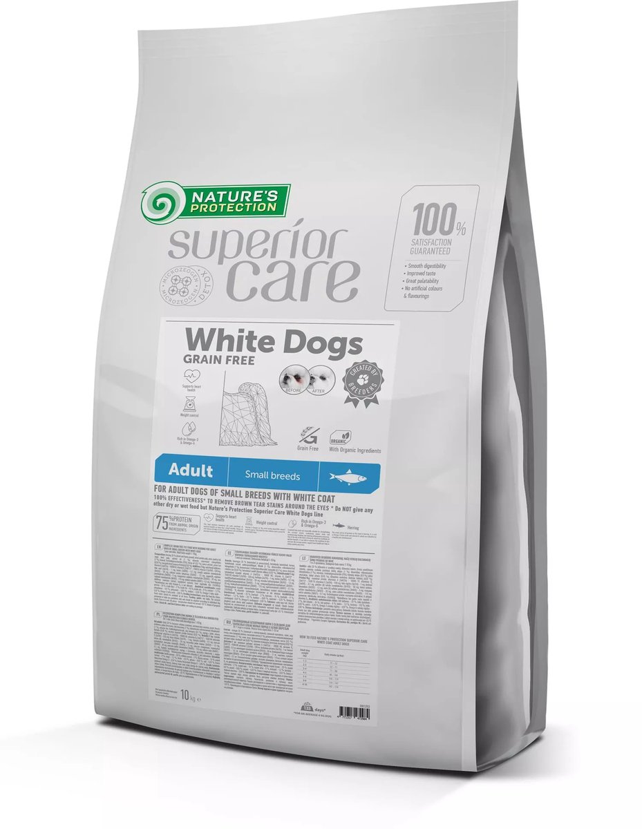 Nature's Protection Nature's Protection Superior Care - Witte hond - Klein & Mini - volwassen - Graanvrij met haring - 10kg
