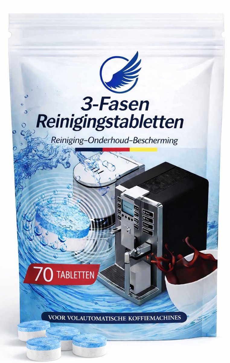 70 Reinigings tabletten Koffiemachine – 3.5g 3 Fasen – Extra Sterk - Geschikt voor Jura, Siemens, Bosch, Philips, De’Longhi & Krups — afbeelding 1
