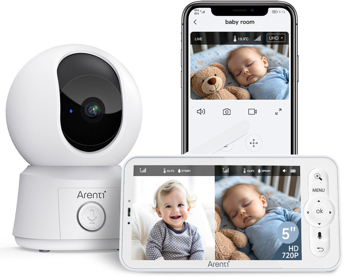 Arenti AINANNY B2 Babyfoon met Camera en 5 Inch Scherm - afbeelding 2