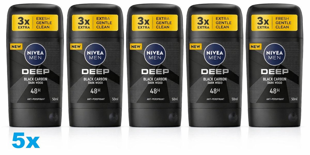 Nivea Men Deep Darkwood Deo Stick - 5 x 50 ml