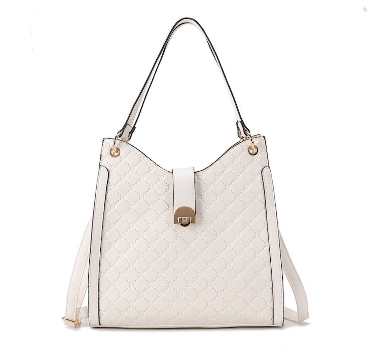 Gussaci - Handtas - Schoudertas & Crossbody Tas Dames – PU Leer – Wit – Verstelbare Schouderriem – 31 x 30 x 11 cm