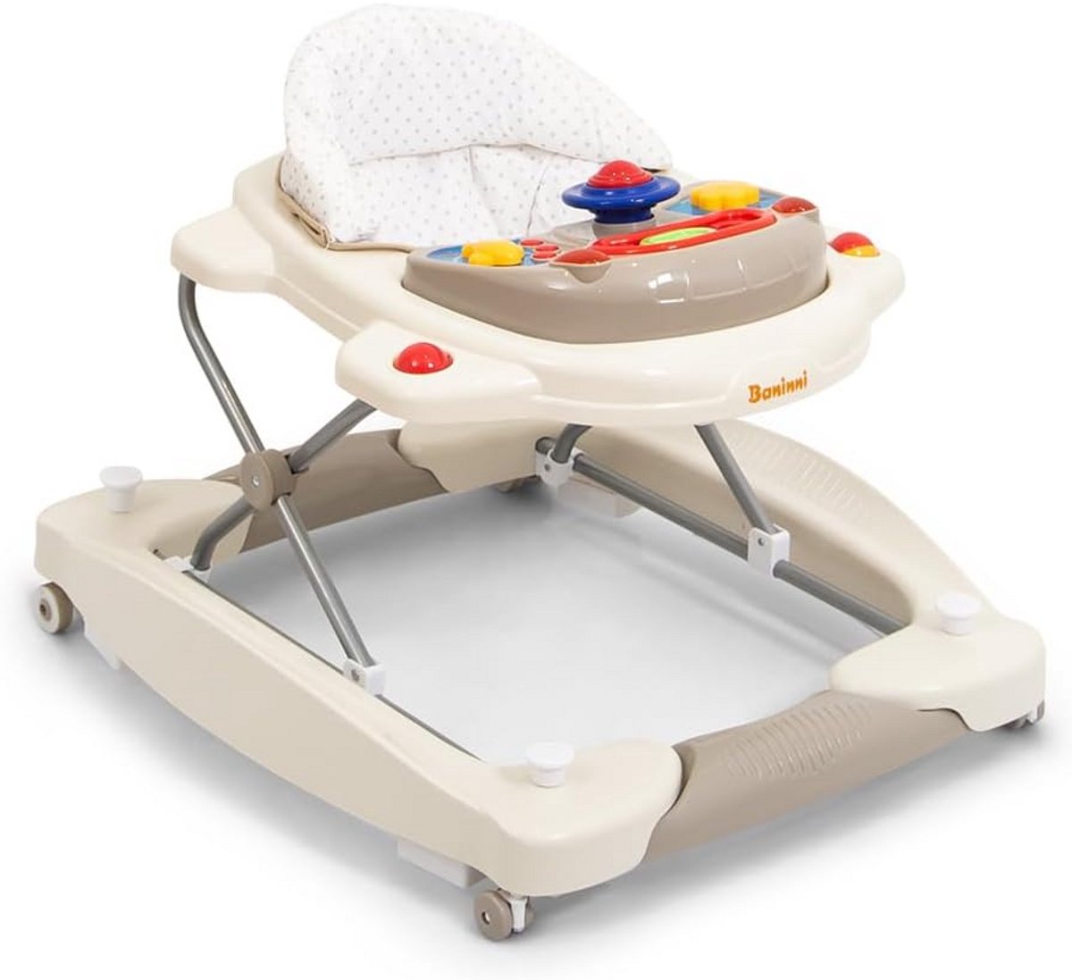 2-in-1 Loopwagen en Schommel voor Baby's met Speelcentrum en Muziek