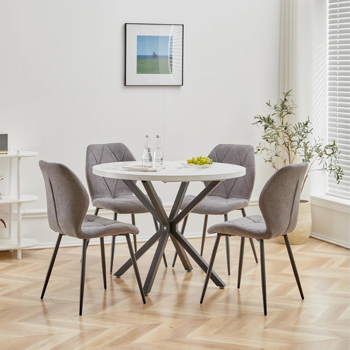 Ronde Eettafelset met 4 Stoelen voor Eetkamer en Keuken
