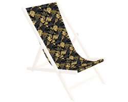 FEROCITY - Vervangbare stoffen hoes voor ligstoel - voor een houten opklapbare ligstoel - Zonder houten stokken - 110 x 45 cm - Polyester - Palmen Gold