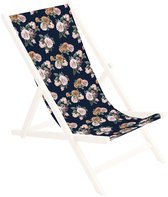 FEROCITY - Vervangbare stoffen hoes voor ligstoel - voor een houten opklapbare ligstoel - Zonder houten stokken - 110 x 45 cm - Polyester - Vintage rozen