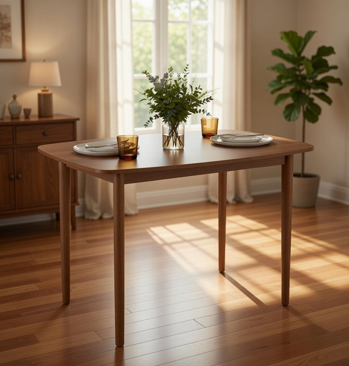 Elegante Houten eettafel 110x78 cm - rechthoekige keukentafel voor 2-4 personen | Robuust Rubberhout | Notenhout Kijk | Voor Keuken, Eetkamer & Woonkamer Casa Serena – Casa Dorada
