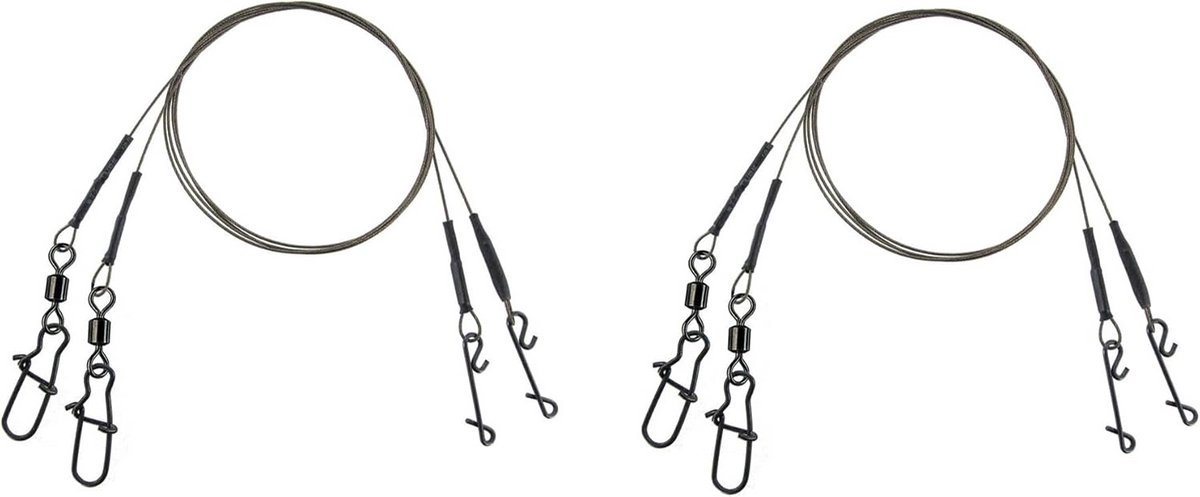 Set van 4 Super-Soft Stalen Voorlijnen met Wartel en Knooploze Connector