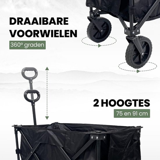 Bolderkar Opvouwbaar - Bolderwagen Luchtbanden - Bolderkarren - 100kg Draagvermogen - Transport van Merkloos — afbeelding 4