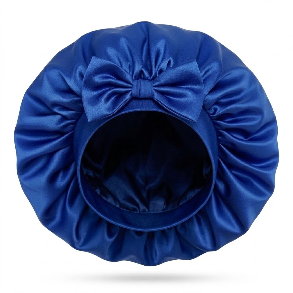 Koningsblauwe satijnen haar bonnet dames – lange slaapmuts met strik en linten – beschermende satijnen haarmuts voor krullen, vlechten en lang haar – antikroes slaap cap