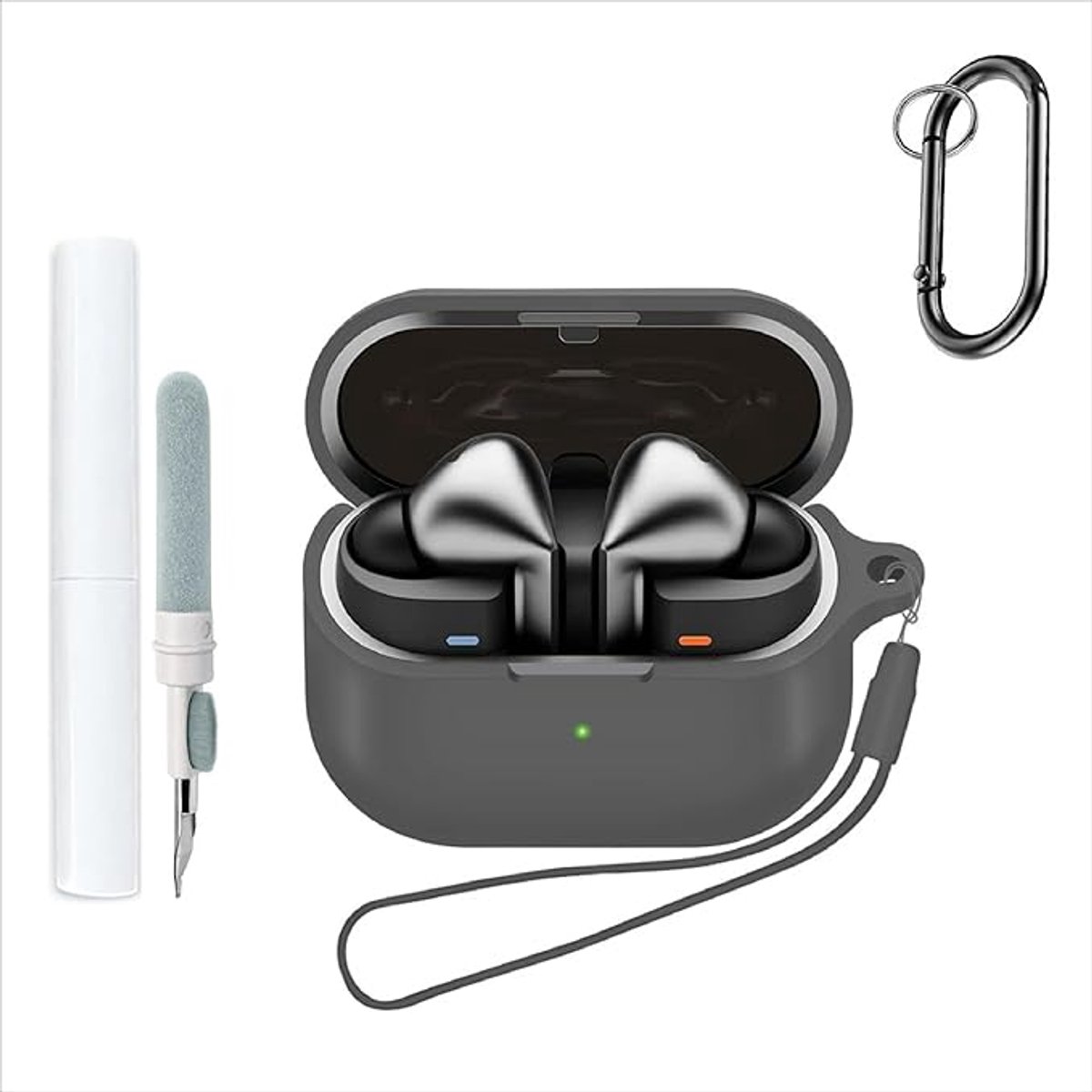 KARZO GIOPUEY Cilicone Hoesje compatibel met Samsung Galaxy Buds 3/3 Pro, [4-in-1] ultradunne zachte hoes, slim fit, valbestendig, niet gemakkelijk vuil - grijs