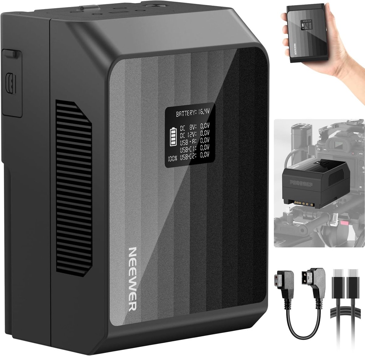 Mini V Accu - Powerbank Camera - Professionele Opnames - 99Wh Capaciteit - 6800mAh 14.5V - Zwart