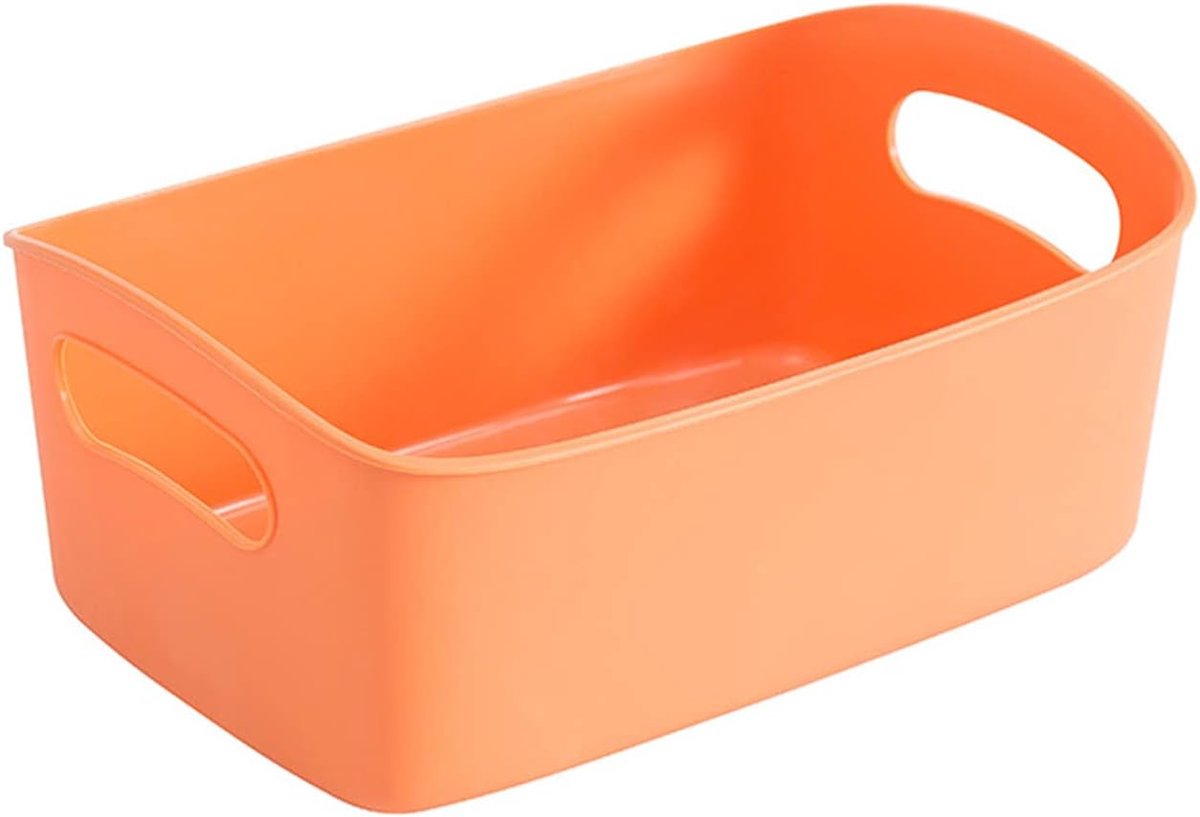 Opbergmand Plastic - Flexibele Mand - Thuis Organiseren - Met Handvatten - 3 Maten - Oranje