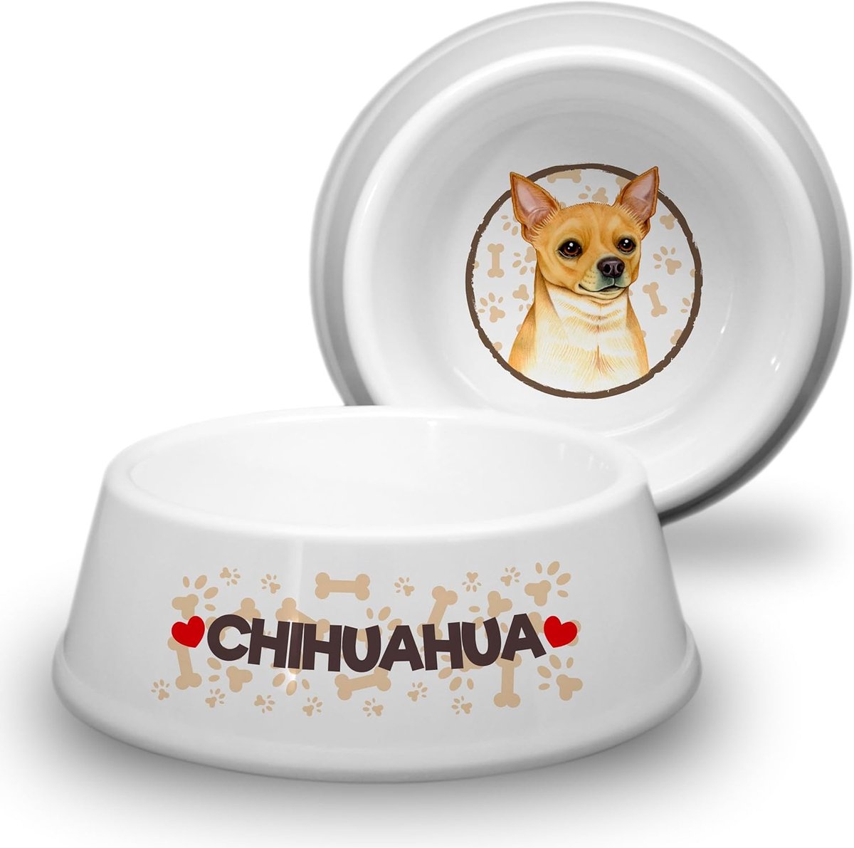 Honden Voerbak - Drinkbak Huisdier - Voeding en Water - Antislip en Kantelbestendig - Ø 18 cm - Wit