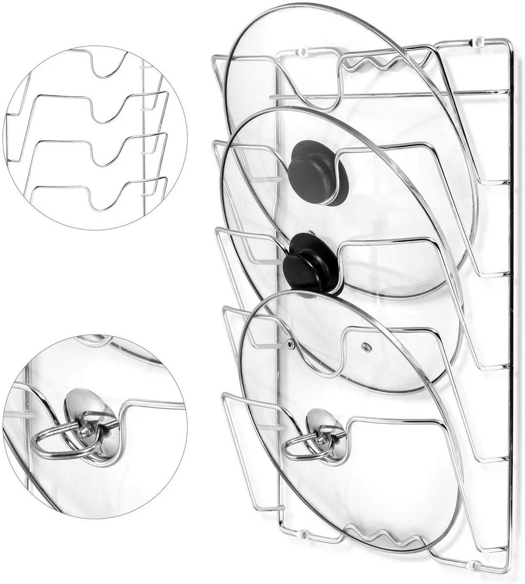 Janse® Pannendeksel houder - Keukenkast organizer - Pannenrek - Dekselhouder - Pannendeksel organizer - Opbergrek - Pannendeksel rek - Pannendekselhouder
