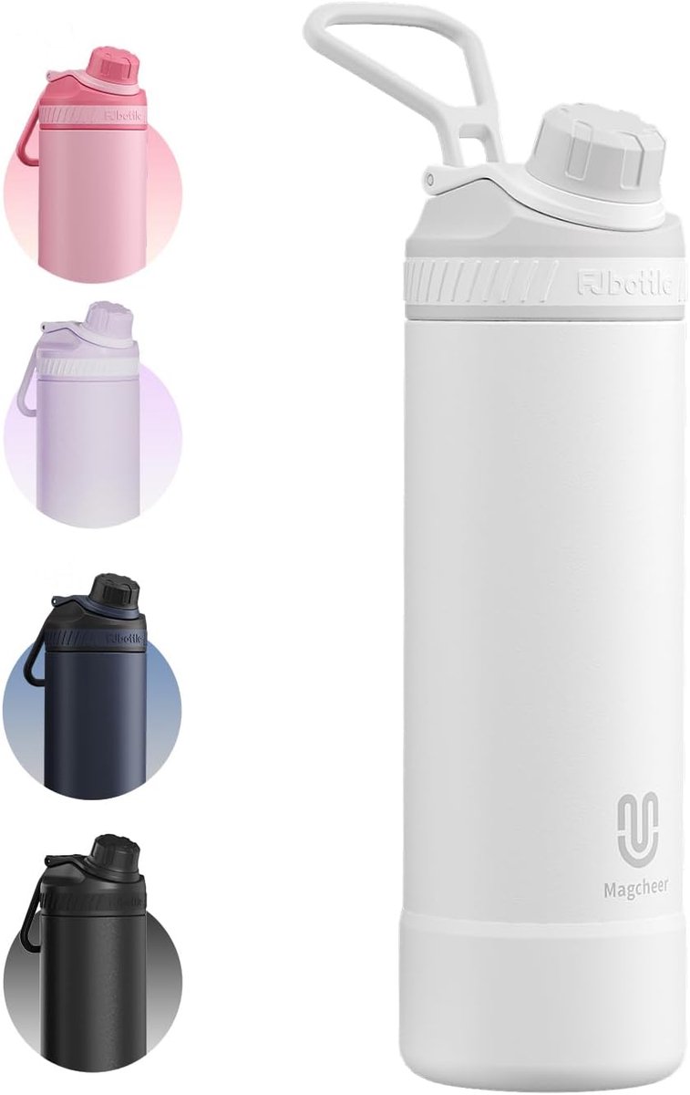 Geïsoleerde waterfles - Fles met rietje - Sport en werk - Dubbelwandig roestvrij staal - 24 oz 26.5 cm