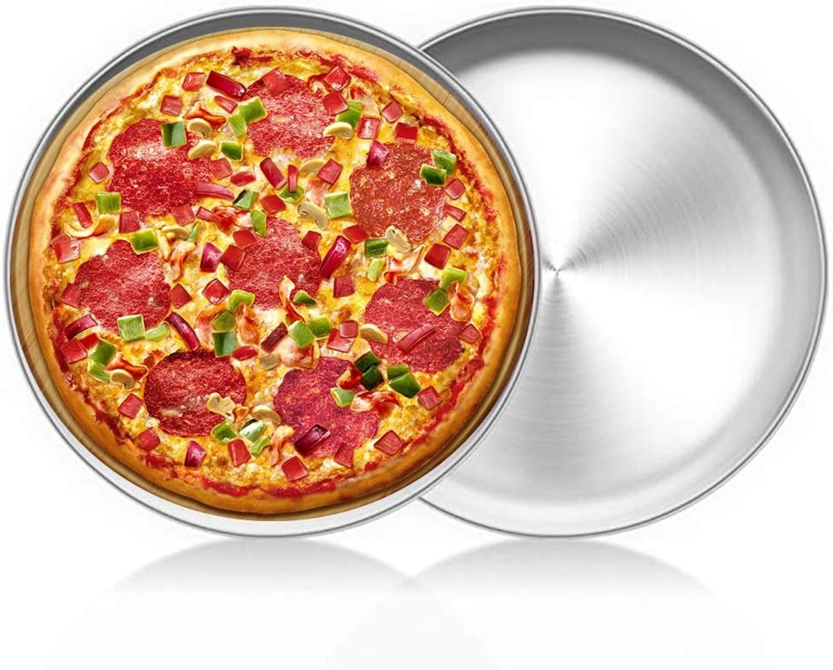 Ronde Pizzaplaat - Bakplaat Pizza - Pizza Bakken - Roestvrij Staal - 20 cm - Zilver
