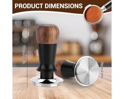 Koffie Tamper - Koffiestamper Espresso - Perfecte Espresso Bereiden - Veerbelast Zelfnivellerend - 51mm - Hout Roestvrijstaal