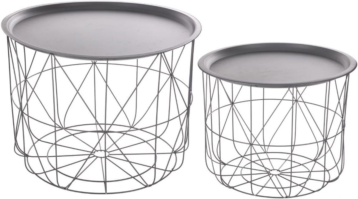 Set Koffietafels - Bijzettafels Metaal - Woonkamer Decoratie - Stapelbaar Ontwerp - S en L