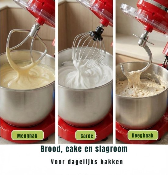 RONN® Mixer met mengkom - Mixer - Mixer met mengkom keukenmachine - Rood - ‎39cm x 24cm x 31cm van Merkloos — afbeelding 5