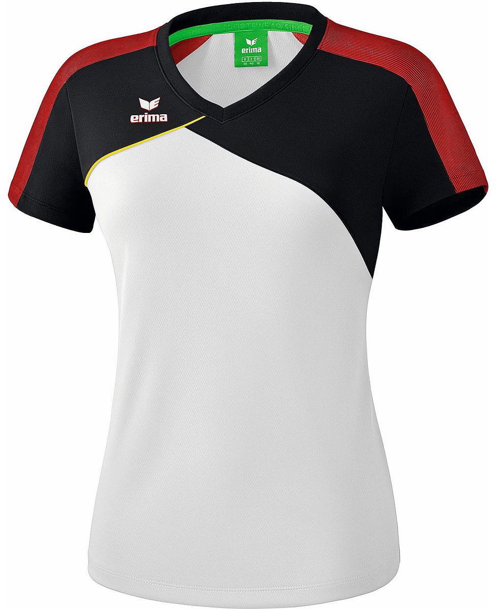 Erima Premium One 2.0 T-Shirt Dames Wit-Zwart-Rood-Geel Maat 34